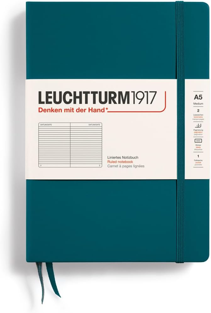 LEUCHTTURM1917 - Notebook Hardcover Medium A5-251 Numbered Pages for Writing and Journaling (Olive, Dotted)