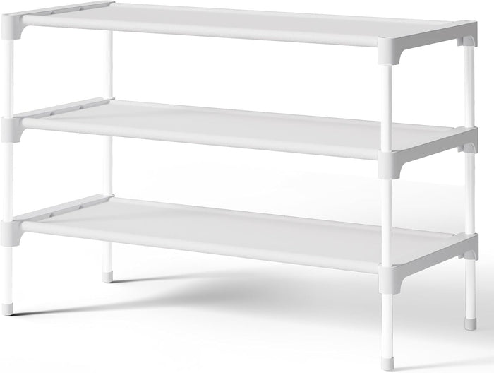 Kitsure Shoe Rack - Non-Woven Shoe Rack Shelf, Shoe Organizer for Closet, Entryway, Garage & Corridor, Stackable Shoe Shelves, Medium, Black