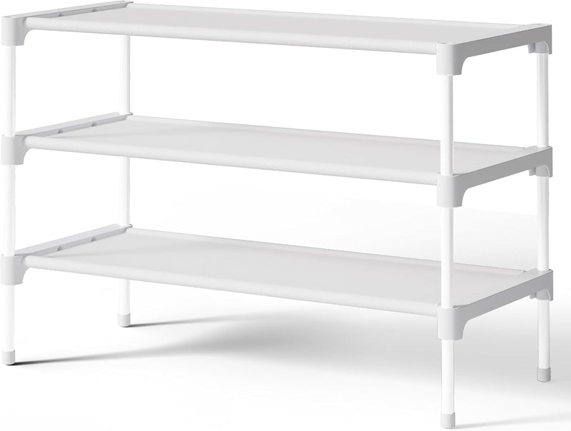 Kitsure Shoe Rack - Non-Woven Shoe Rack Shelf, Shoe Organizer for Closet, Entryway, Garage & Corridor, Stackable Shoe Shelves, Medium, Black