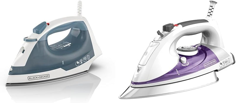 BLACK+DECKER Easy Steam Compact Iron for Clothes, Automatic Shutoff, Nonstick Plate, Light Weight, 1200 Watts