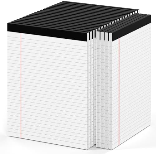 12 Pack Legal Pads 8.5 x 11 Wide Ruled Note Pads 8.5 x 11 Inch Notepads Micro Perforated Writing Pads Notebook Pads of Paper Lined White Paper, 30 Sheets per Notepad for Office & School Supplies