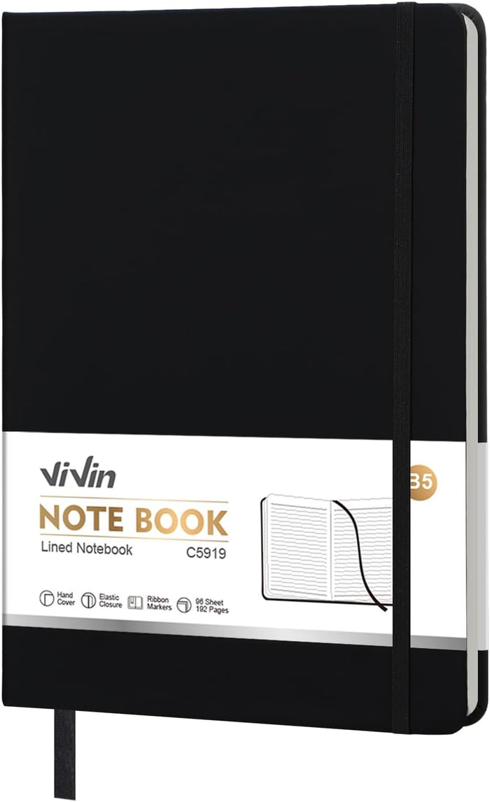 ViVin A4 College Ruled Notebook for Work, 8.5" x 11" Leather Hardcover Journal,192 Pages Professional Lined Notebook for Office & Business