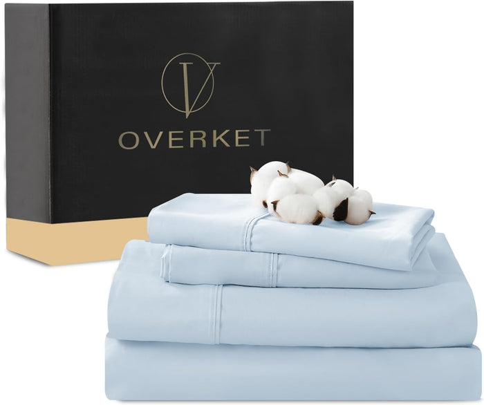 1000 Thread Count Egyptian Cotton Sheets Queen Size Set 4PCS Sateen Weave Soft Breathable 16-Inch Deep Pocket（Queen,Grey）