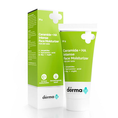 The Derma Co Ceramide + HA Daily Face Moisturizer for Dry Skin | Relieve Dullness & Gives Long Lasting Hydration | Locks in Moisture with Hyaluronic Acid | 1.76 Oz/50g
