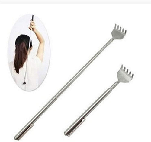 Back Scratcher Massager Stainless Steel Portable Telescopic Back Itch Scratcher Heath Care(Silver Color)