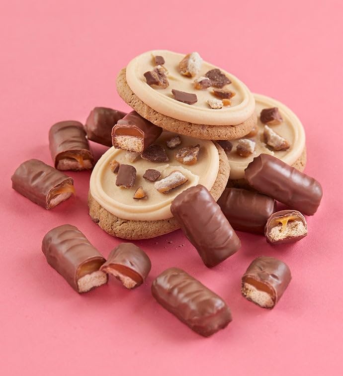 Cheryl's Cookies Caramel Buttercream-Frosted Shortbread Cookies with TWIX® Cookie Bar Pieces, Kosher, Signature Gift Box, Individually Wrapped, Gourmet, Handmade, Any Occasion, Family, Friends, Loved Ones, 12 count