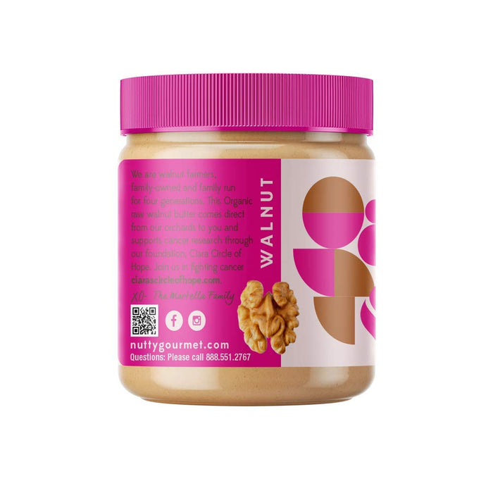 Nutty Gourmet Organic Walnut Butter - Raw Nut Butter - No Added Sugar - Unsalted - All Natural - Peanut Free - Vegan - California Grown Walnuts - Keto Snack - Gluten Free (10oz, 1 Pack)