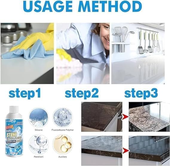 PARSE PERSONAL CARE Multi-Surface Stain Remover Cleaner Nano Stone Crystal Plating Agent, Marble Stone Cleaner Polished For Marble, Floor, Tile & Ceramic Stain Remover