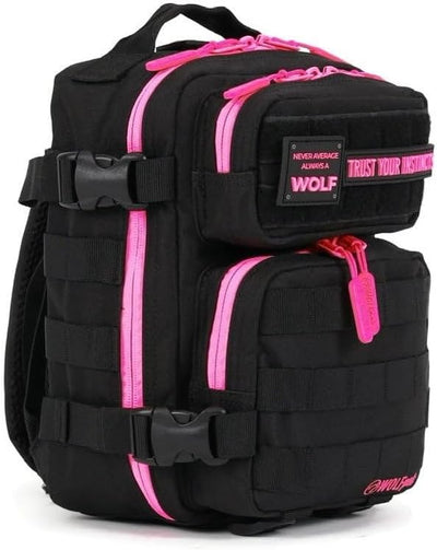 WOLFpak 9L Mini Tactical Backpack for Men & Women | Compact, Small Everyday Carry Bag for Gym, School, Travel | Durable, Water-Resistant Daypack with Molle System and Patch Panel (Black Neon Pink)