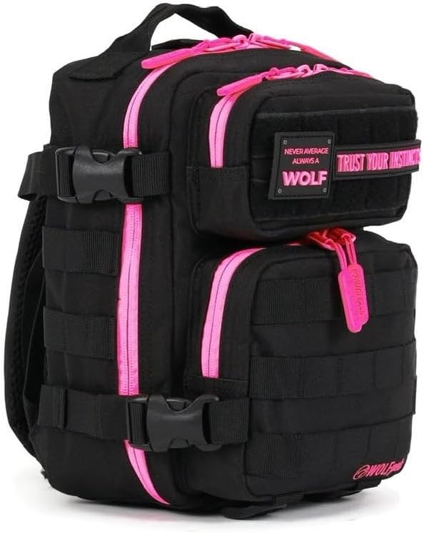WOLFpak 9L Mini Tactical Backpack for Men & Women | Compact, Small Everyday Carry Bag for Gym, School, Travel | Durable, Water-Resistant Daypack with Molle System and Patch Panel (Black Neon Pink)