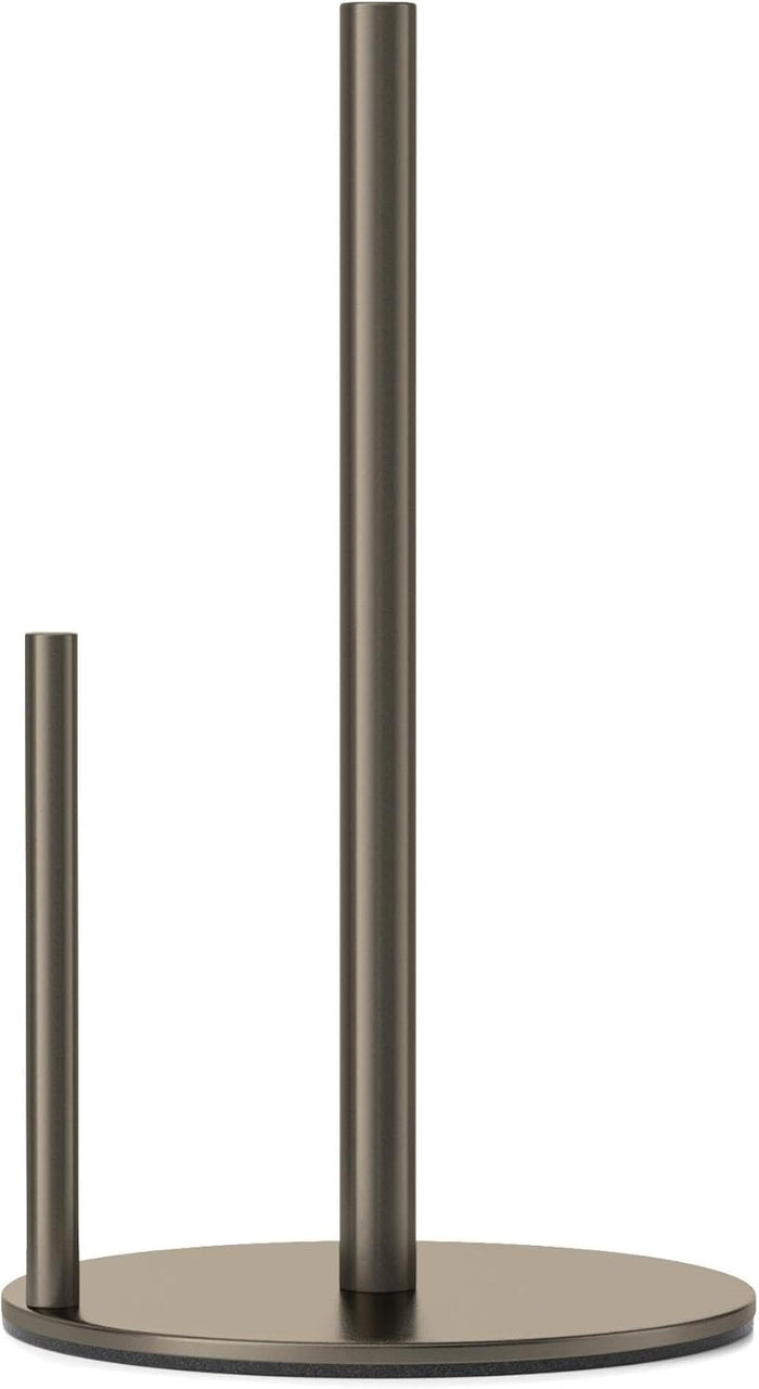 Paper Towel Holder Black, Premium Stainless Steel Kitchen Roll Dispenser, Countertop Roll Organizer with Weighted Base