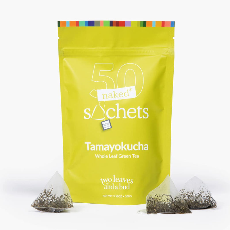 Two Leaves and a Bud Organic Tamayokucha Tea Bags, Whole Leaf Tea in Compostable Sachets, Japanese Green Tea, Light Flavor, 100 Count (Pack of 1)