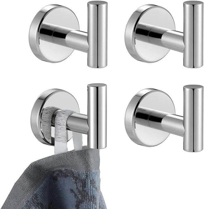 JQK Black Bathroom Towel Hook, Coat Robe Clothes Hook for Bathroom Kitchen Garage Wall Mounted (2 Pack), 304 Stainless Steel Matte Black, TH100-PB-P2