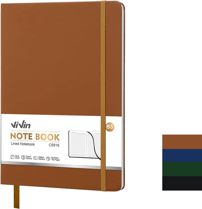 ViVin A4 College Ruled Notebook for Work, 8.5" x 11" Leather Hardcover Journal,192 Pages Professional Lined Notebook for Office & Business