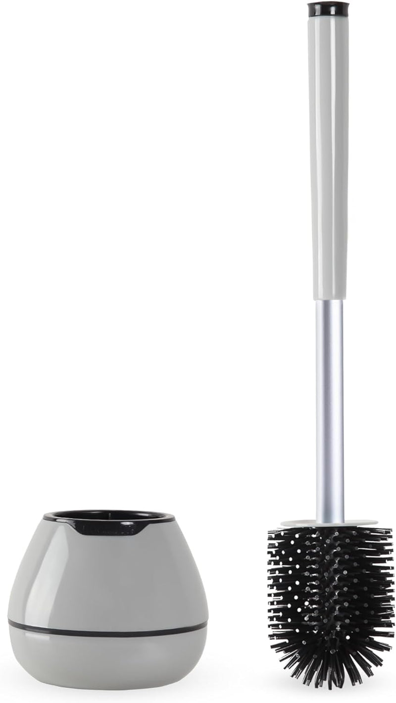 BOOMJOY Toilet Brush and Holder Set, Toilet Bowl Cleaner Brush, Toilet Scrubber Brush with Tweezers for Bathroom Cleaning, RV Accessories and House Organization Must-Haves - White