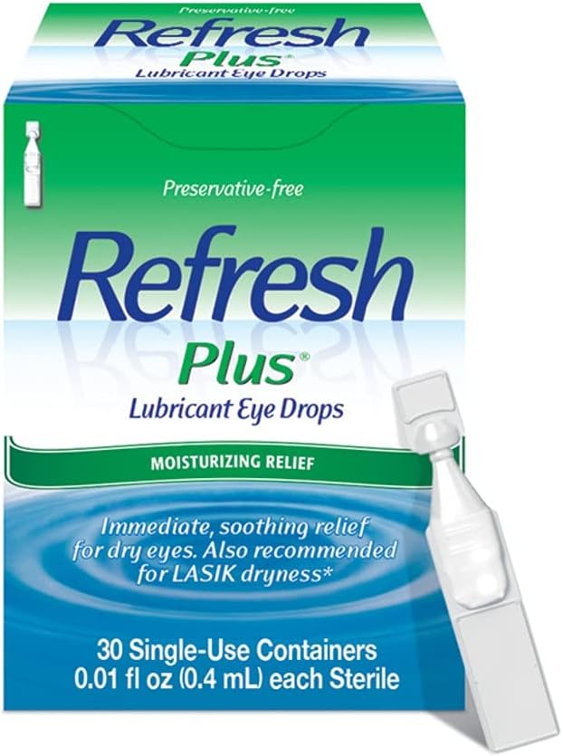 Refresh Plus Lubricant Eye Drops For Dry Eyes, Preservative-Free,Value Size, 0.01 Fl Oz Single-Use Containers, 70 Count