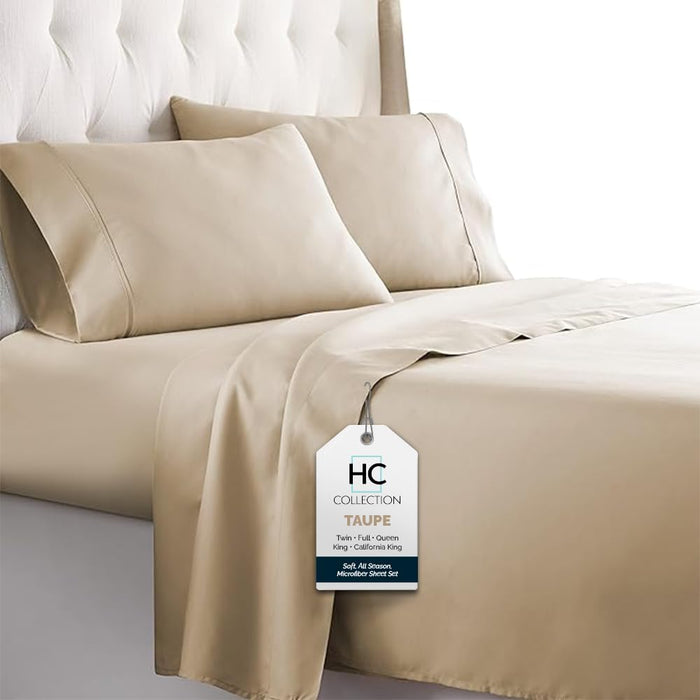 HC Collection Bed Sheets Set, HOTEL LUXURY Platinum Collection 1800 Series Bedding Set, Deep Pockets, Wrinkle & Fade Resistant, Hypoallergenic Sheet & Pillow Case Set (Queen, White)
