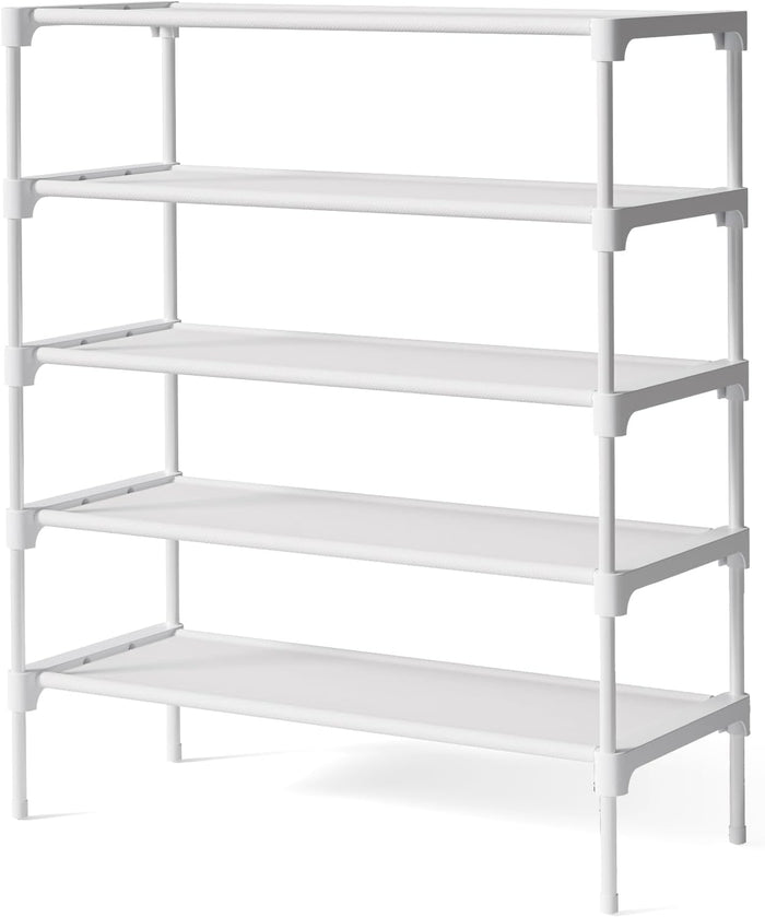 Kitsure Shoe Rack - Non-Woven Shoe Rack Shelf, Shoe Organizer for Closet, Entryway, Garage & Corridor, Stackable Shoe Shelves, Medium, Black