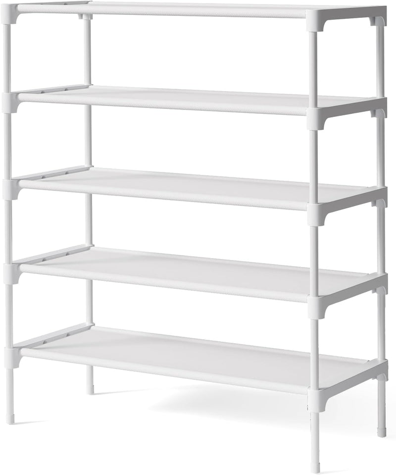 Kitsure Shoe Rack - Non-Woven Shoe Rack Shelf, Shoe Organizer for Closet, Entryway, Garage & Corridor, Stackable Shoe Shelves, Medium, Black