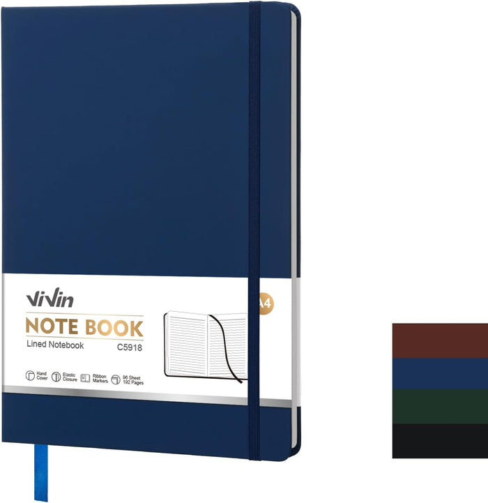 Vivin B5 College Ruled Notebook for Work,6.9"x9.8" Leather Hardcover Journal,192 Pages Professional Lined Notebook for Office & Business