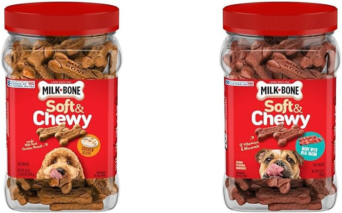 Milk-Bone Soft & Chewy Dog Treats, Beef & Filet Mignon Recipe, 25 Ounce
