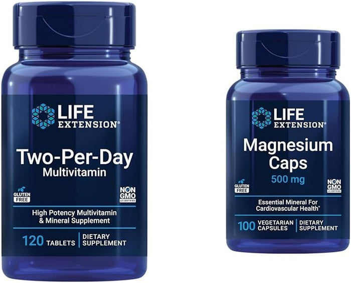 Life Extension Two-Per-Day Multivitamin - Packed with Over 25 Vitamins, Minerals & Extracts -Vitamins B6, C, D - Zinc - Two-Month Supply - Non-GMO, Gluten-Free - 120 Tablets