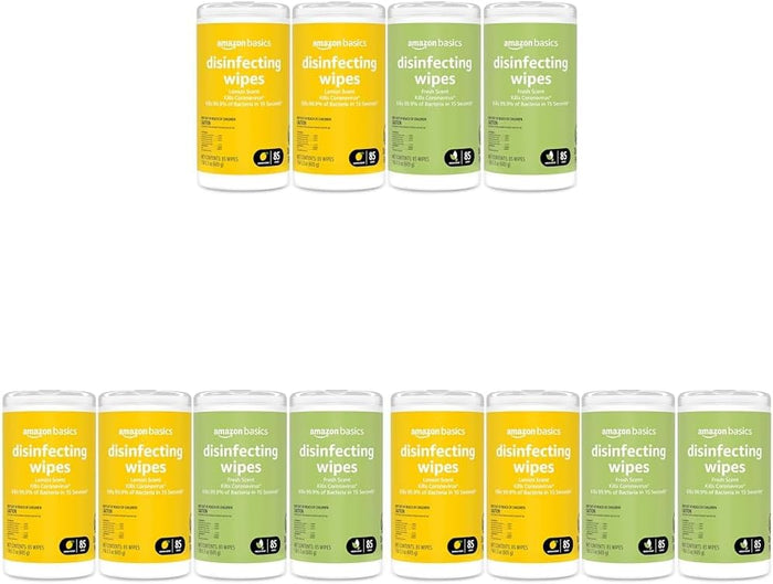 Amazon Basics Disinfecting Wipes, Lemon & Fresh Scent, Sanitizes/Cleans/Disinfects/Deodorizes, 340 Count (4 Packs of 85)