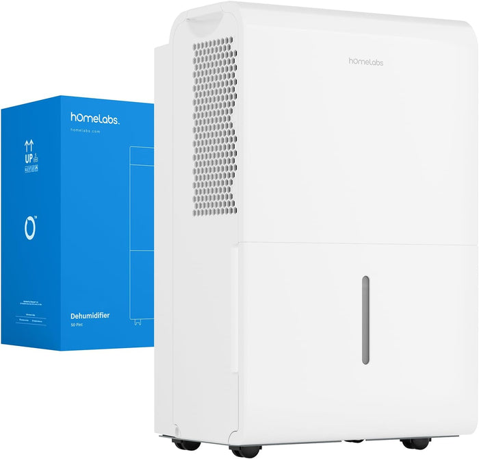 hOmeLabs Dehumidifier for Home, Office, Basements with Powerful Moisture Removal, Humidity Control, Auto Shut-off, Quiet Operation - 7,000 Sq Ft Wi-Fi with Pump (50 Pint MAX 120 Pint at 95°F, 90% RH)