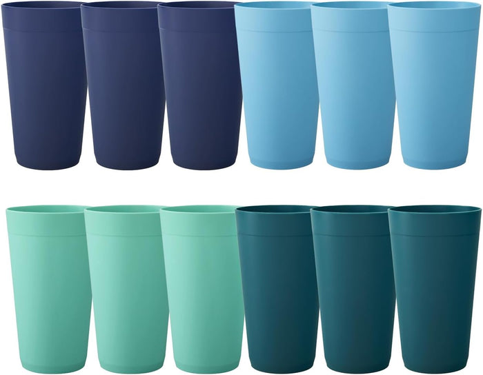 US Acrylic Newport 20 ounce Unbreakable Plastic Stackable Water Tumblers in Grey Stone | Set of 12 Drinking Cups | Reusable, BPA-free, Made in the USA, Top-rack Dishwasher and Microwave Safe