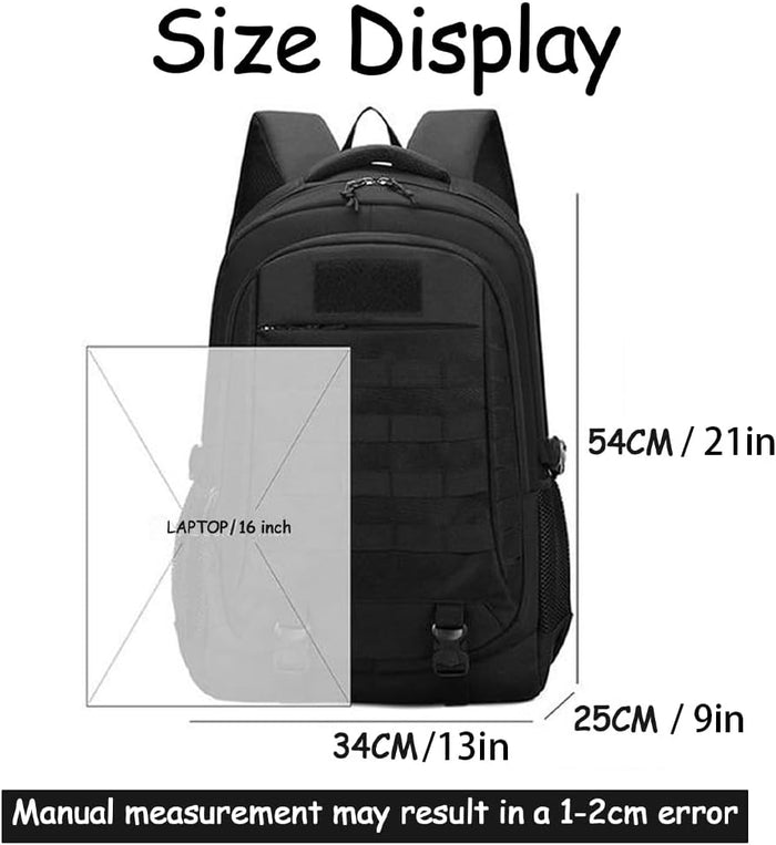 Lawaia Tactical Backpack Military Rucksack 45L Waterproof Hiking Packs Army Survival Assault Backpack Outdoor Sports Fishing Camping Bag Gym Backpacks for Men-Black