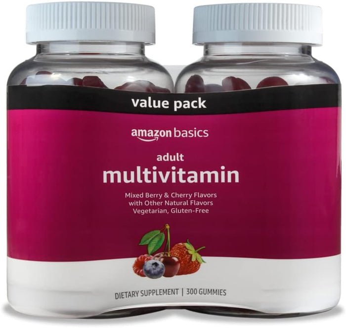 Amazon Basics Adult Multivitamin Gummies, Mixed Berry & Cherry, 150 Gummies, 75-Day Supply, Pack of 1 (Previously Solimo)