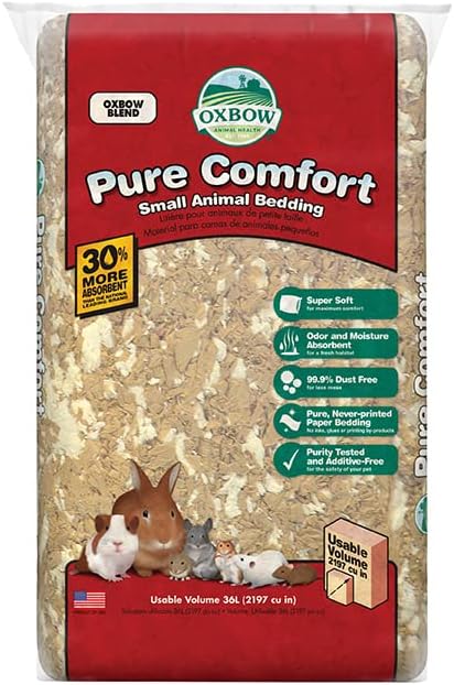 Oxbow Animal Health Pure Comfort Bedding, Rabbit, Hamster, & Guinea Pig Bedding, Bunny Supplies for Litter Box, Pet Safe, Low Dust, Blend, 72 Liter Bag