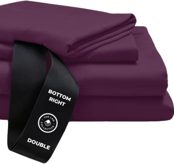 THE LAD COLLECTIVE 3.0 Queen Bedding Set - Queen Bedding Sets - 4-Piece Bedset w/Fitted Sheet, Top Sheet & 2 Standard Pillowcases [Duvet Not Included] - Bamboo-Cotton - Atlantic [Navy Blue]