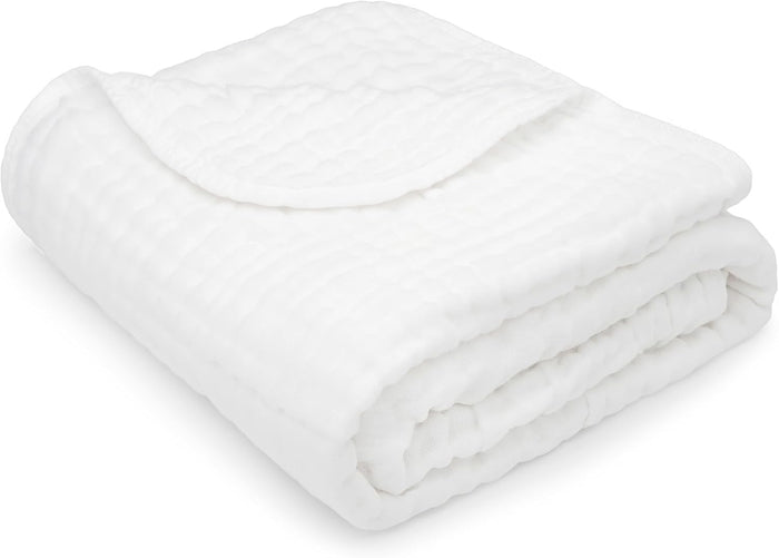 Comfy Cubs Muslin Blanket for Adults Queen 90" x 90" - 6 Layer Soft, Breathable & Lightweight Muslin Adult Blanket - Machine Washable & Designed in The US Bedding for All Seasons - Pacific Blue