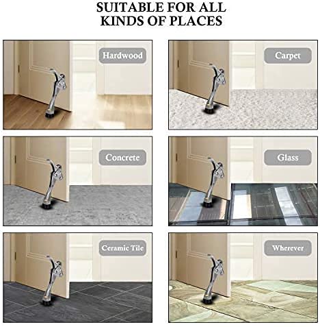 GroTheory 3 Pack Door Stoppers, 4 inch Kickdown Door Stops, Heavy Duty Door Stoppers for Bottom of Door, Adjustable Metal Door Kick Stand Floor and Release