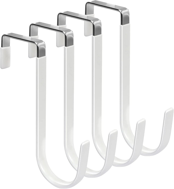 FYY Over The Door Hooks, 10 Pack Door Hangers Hooks with Rubber Prevent Scratches Heavy Duty Organizer Hooks for Living Room, Bathroom, Bedroom Hanging Clothes, Towels, Hats, Coats, Bags White