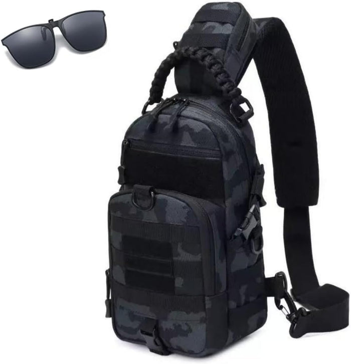 Men Tactical Waterproof Crossbody Bag,Large Capacity Camo Outdoor Chest Pack,Multiple Pockets Fashion Sling Shoulder Pack