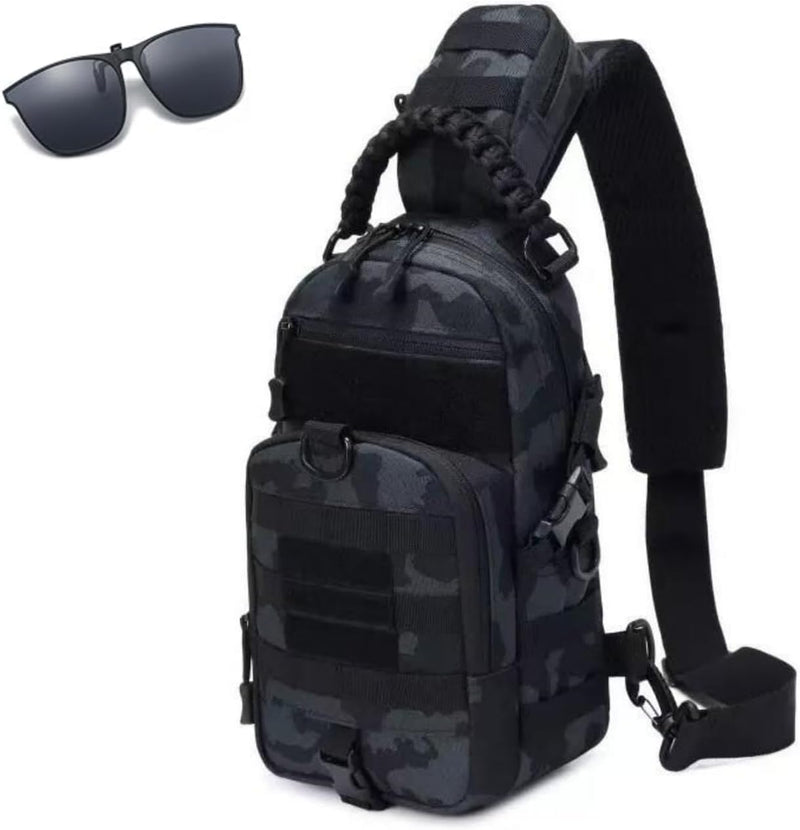 Men Tactical Waterproof Crossbody Bag,Large Capacity Camo Outdoor Chest Pack,Multiple Pockets Fashion Sling Shoulder Pack