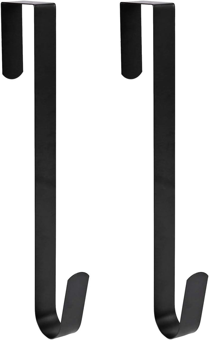 Sattiyrch 12" Wreath Hanger for Front Door,Steel Over The Door Hanger Hook,Wreath Door Hanger (Black,1)