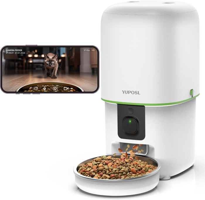 Automatic Cat Feeders - 2L Cat Food Dispenser Easy to Use, Timed Automatic Pet Feeder with Over 180-day Battery Life, 1-6 Meals Dry Food Programmable Portion Control Also for Dogs