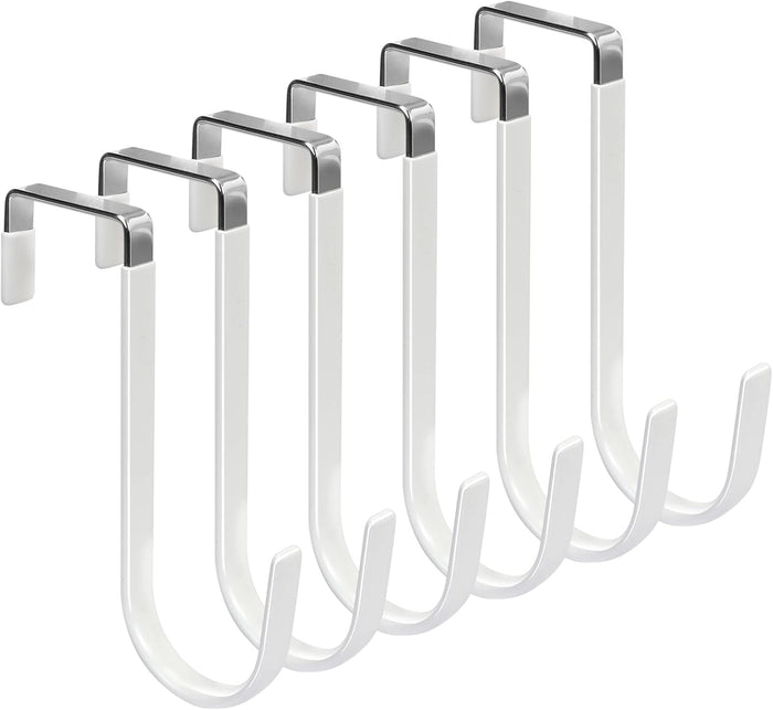 FYY Over The Door Hooks, 10 Pack Door Hangers Hooks with Rubber Prevent Scratches Heavy Duty Organizer Hooks for Living Room, Bathroom, Bedroom Hanging Clothes, Towels, Hats, Coats, Bags White