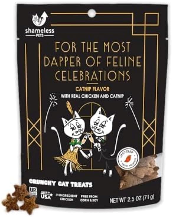 Shameless Pets Crunchy Cat Treats - Catnip Treats for Cats with Digestive Support, Kitten Treats with Real Chicken, Natural & Healthy Flavored Feline Snacks - Catnip N Chill, 1-Pk (12 Oz)