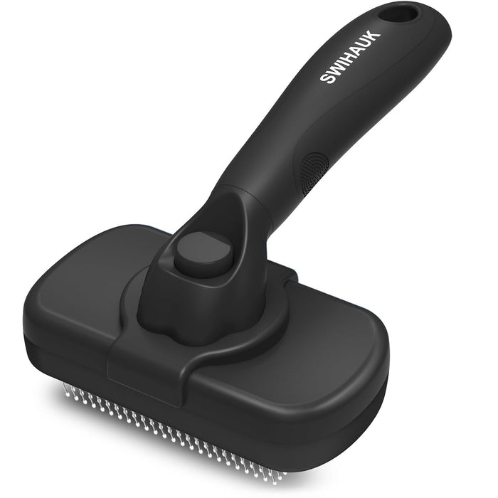 Swihauk Self Cleaning Slicker Brush - Skin Friendly Deshedding Grooming Tool for Dogs & Cats, Suitable for Shedding & Haired Pets, with Pet Supplies Accessories, Green