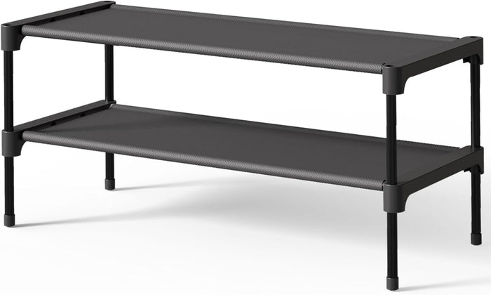 Kitsure Shoe Rack - Non-Woven Shoe Rack Shelf, Shoe Organizer for Closet, Entryway, Garage & Corridor, Stackable Shoe Shelves, Medium, Black