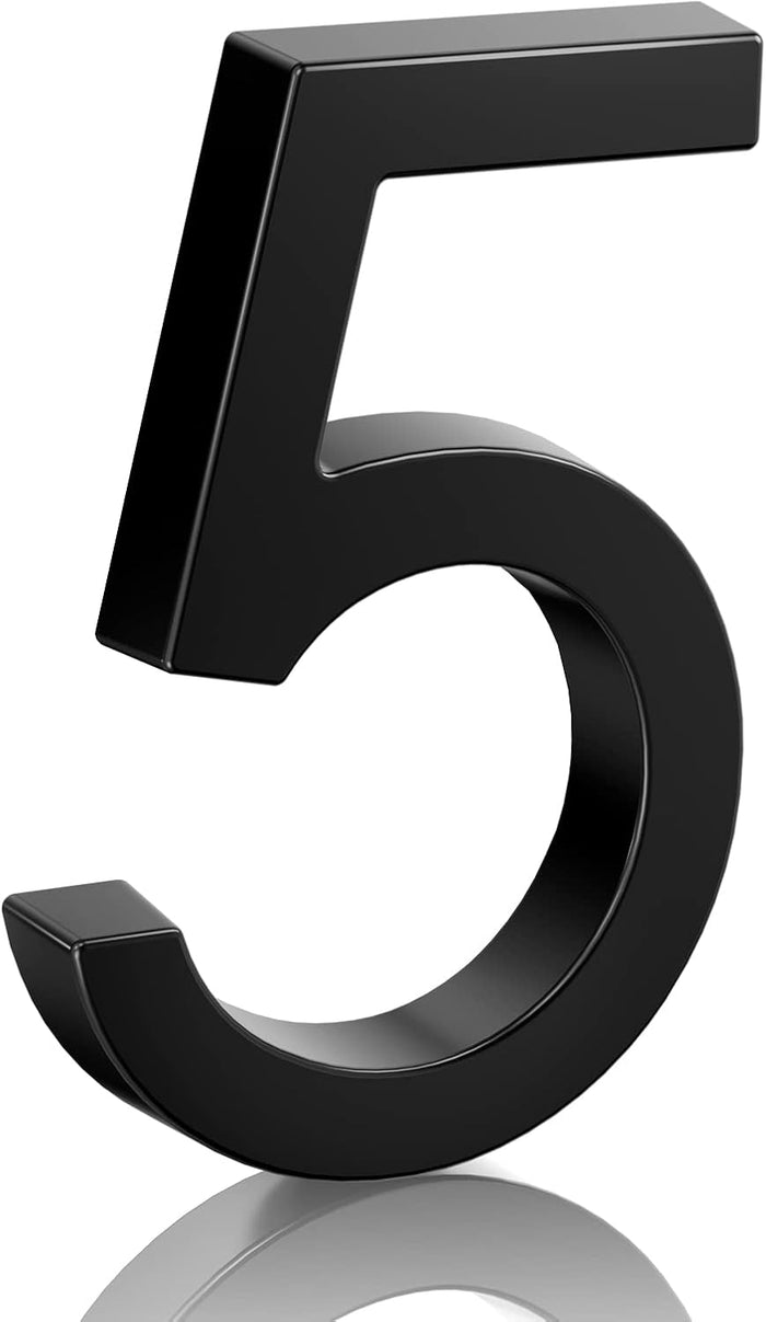 5" Floating Stainless Steel Address House Number, Modern Metal Anti-Rust House Numbers with Nail Kits for Door Garden Mailbox Decor Visibility Signage (3)
