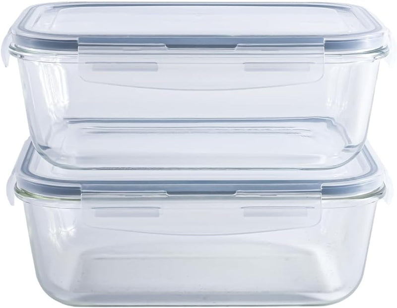 8 Cups Large Glass Container with Lid, Oven, Freezer and Microwave Safe, Clear Container