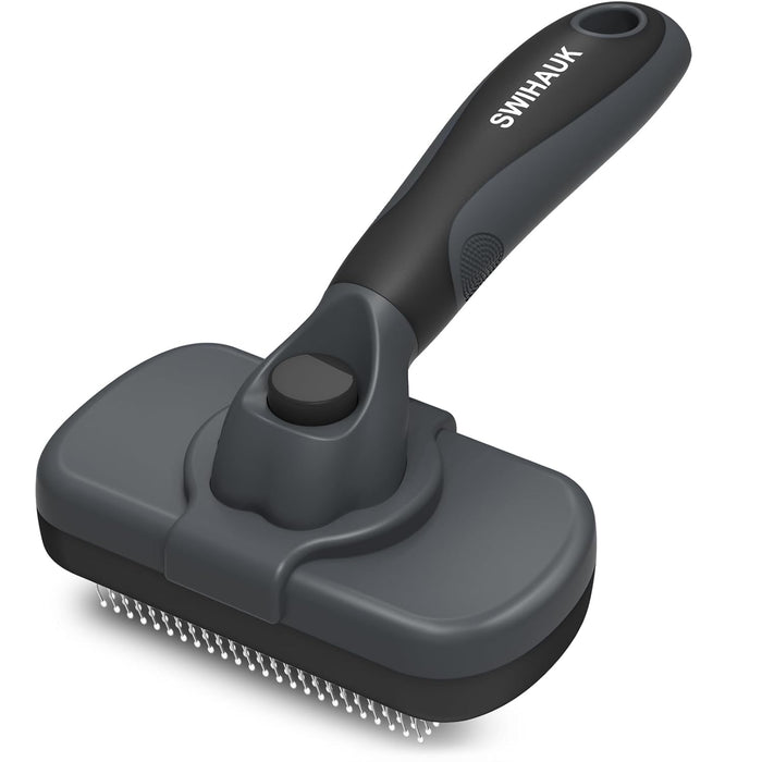 Swihauk Self Cleaning Slicker Brush - Skin Friendly Deshedding Grooming Tool for Dogs & Cats, Suitable for Shedding & Haired Pets, with Pet Supplies Accessories, Green