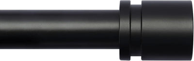 Curtain Rods for Windows 16 to 144 Inches Adjustable Length 1 Inch Diameter Window Curtain Rod with Aluminium Finials, Black