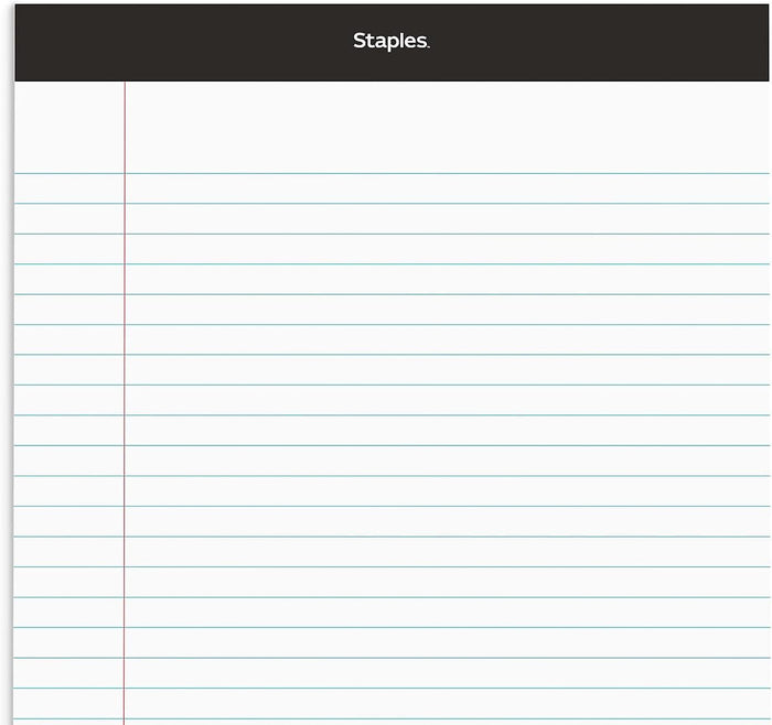 Staples Wide Ruled Legal Notepads - 8.5x11, Top-Bound, Perforated, 50 Sheets, Pack of 12 for Writing and Note Taking
