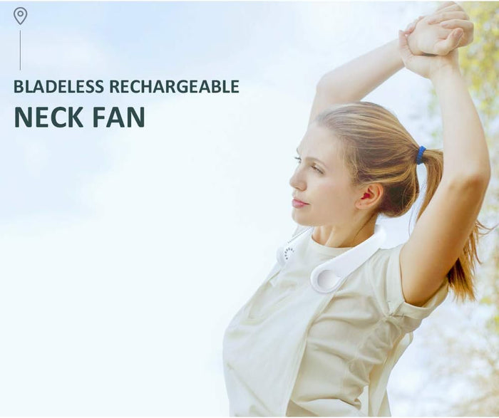 Bladeless Neck Fan with 360° Airflow, Portable Hands-Free Small USB Fan - Rechargeable Battery Operated Personal Mini Cooling Fan, Perfect for Kids, Office, Travel, Sports, Household, Outdoor (White)